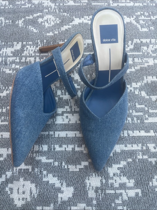 Dolce Vita Shoes - Dolce Vita Denim Pointed Slip-On Mules with Strap